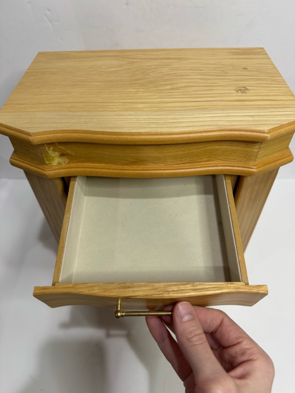 Vintage Standing Oak Wood Jewelry Box Armoire - Picture 8 of 13